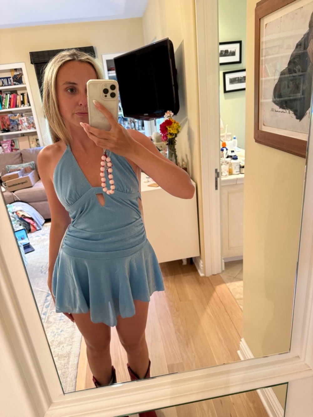 Princess Polly Light Blue Halter Mini Dress NWT - Picture 2 of 6